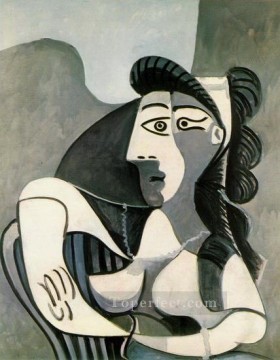 パブロ・ピカソ Painting - 肘掛け椅子に座る女性 胸像 1962年 キュビスト パブロ・ピカソ